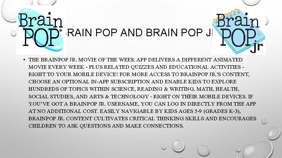 BRAIN POP AND BRAIN POP JR. • THE BRAINPOP JR. MOVIE OF THE WEEK