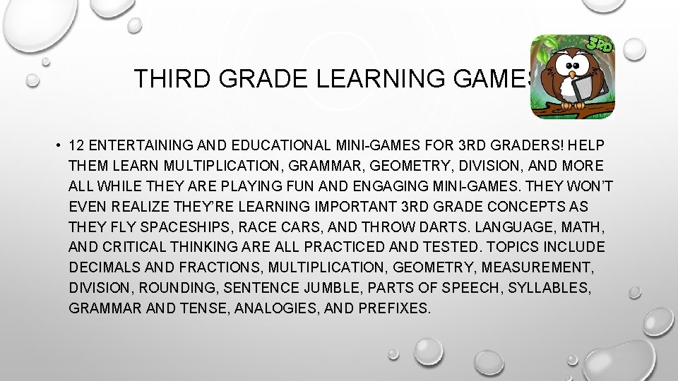 THIRD GRADE LEARNING GAMES • 12 ENTERTAINING AND EDUCATIONAL MINI-GAMES FOR 3 RD GRADERS!