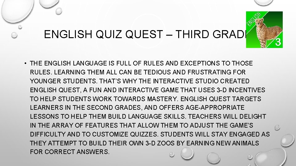 ENGLISH QUIZ QUEST – THIRD GRADE • THE ENGLISH LANGUAGE IS FULL OF RULES