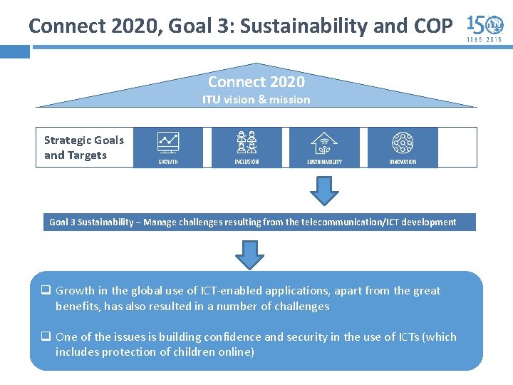 Connect 2020, Goal 3: Sustainability and COP Connect 2020 ITU vision & mission Strategic