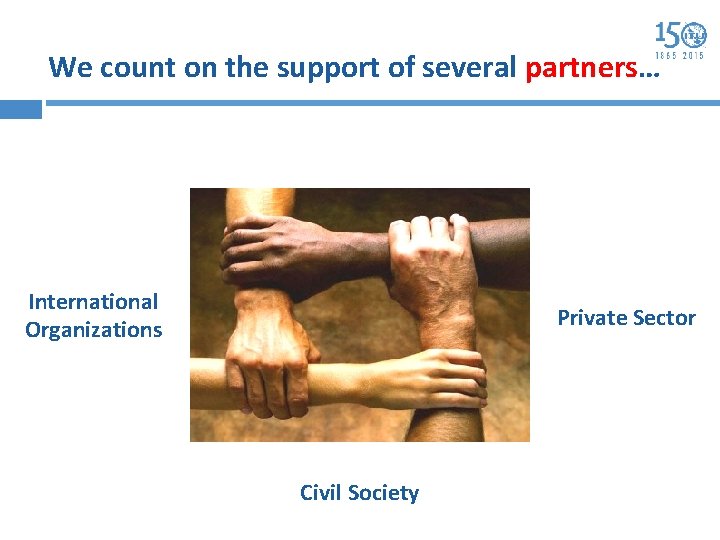 We count on the support of several partners… International Organizations Private Sector Civil Society