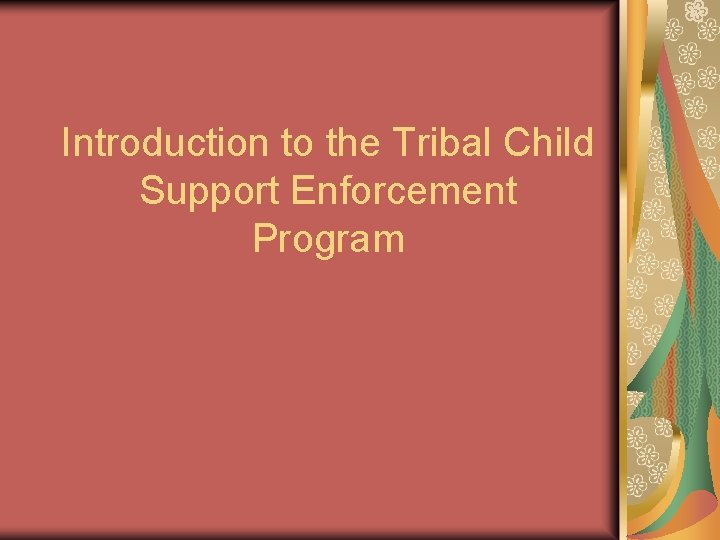 Introduction to the Tribal Child Support Enforcement Program 
