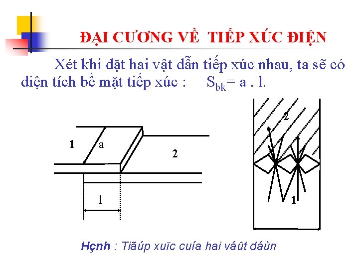 ĐẠI CƯƠNG VỀ TIẾP XÚC ĐIỆN Xét khi đặt hai vật dẫn tiếp xúc