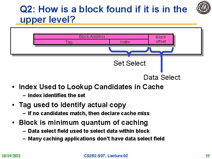 Q 2: How is a block found if it is in the upper level?
