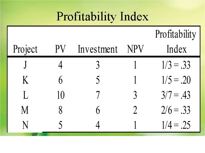 Profitability Index 
