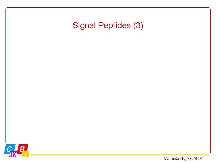 Signal Peptides (3) Marlinda. Hupkes 2004 