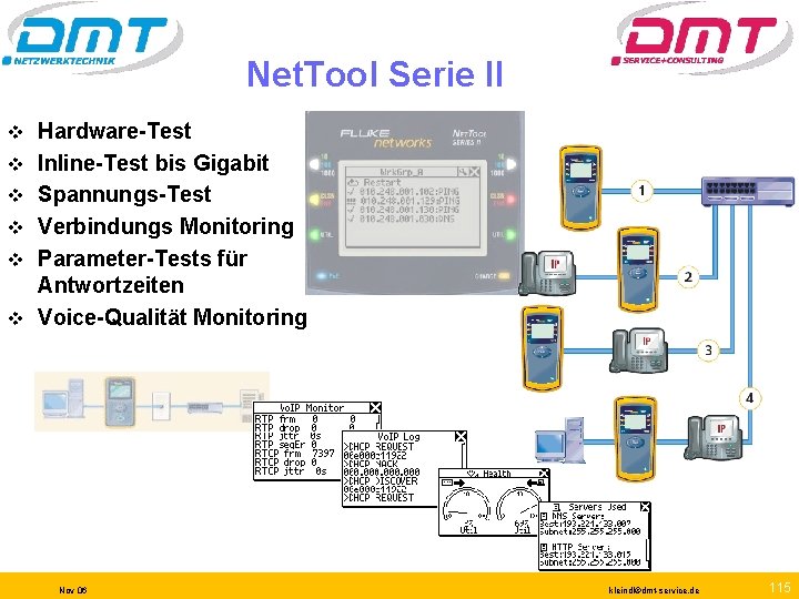 Net. Tool Serie II v v v Hardware-Test Inline-Test bis Gigabit Spannungs-Test Verbindungs Monitoring