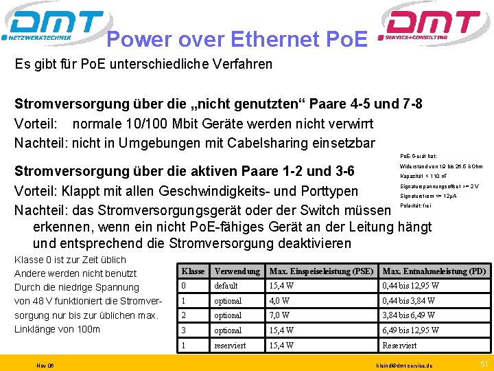 Power over Ethernet Po. E Es gibt für Po. E unterschiedliche Verfahren Stromversorgung über