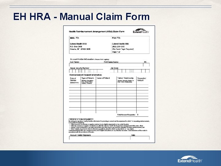 EH HRA - Manual Claim Form 