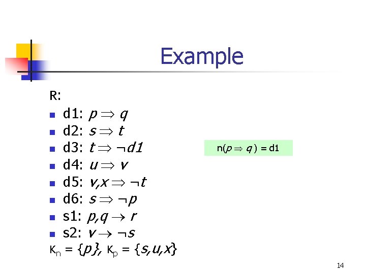 Example R: n n n n d 1: p q d 2: s t