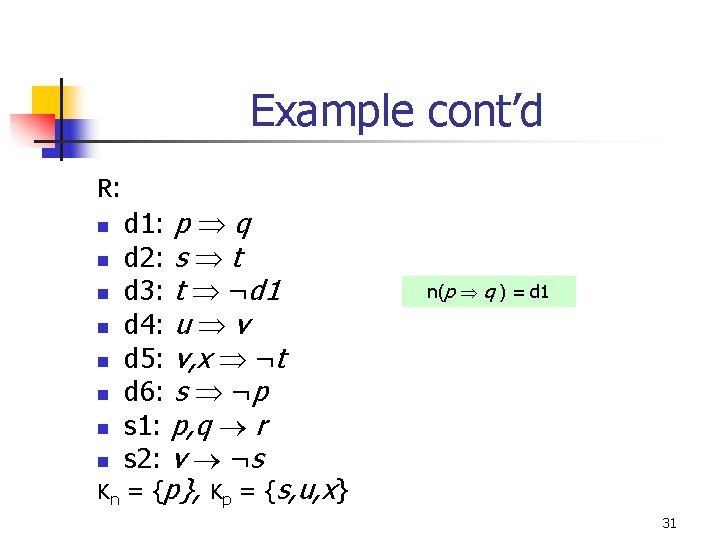 Example cont’d R: n n n n d 1: p q d 2: s