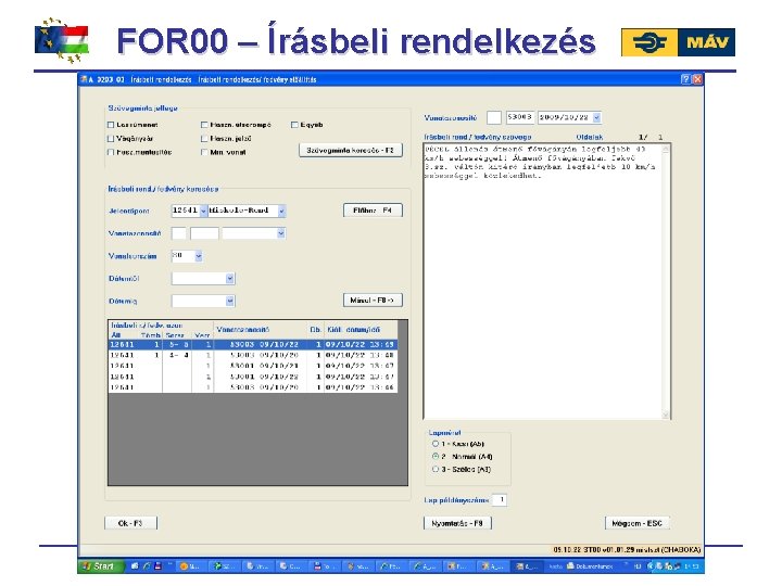 FOR 00 – Írásbeli rendelkezés 