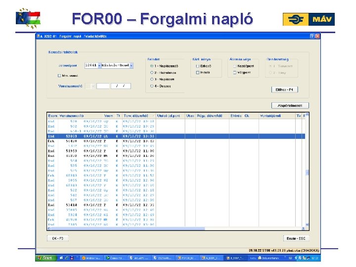 FOR 00 – Forgalmi napló 