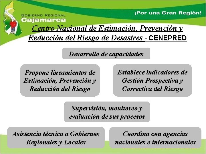 Centro Nacional de Estimación, Prevención y Reducción del Riesgo de Desastres - CENEPRED Desarrollo