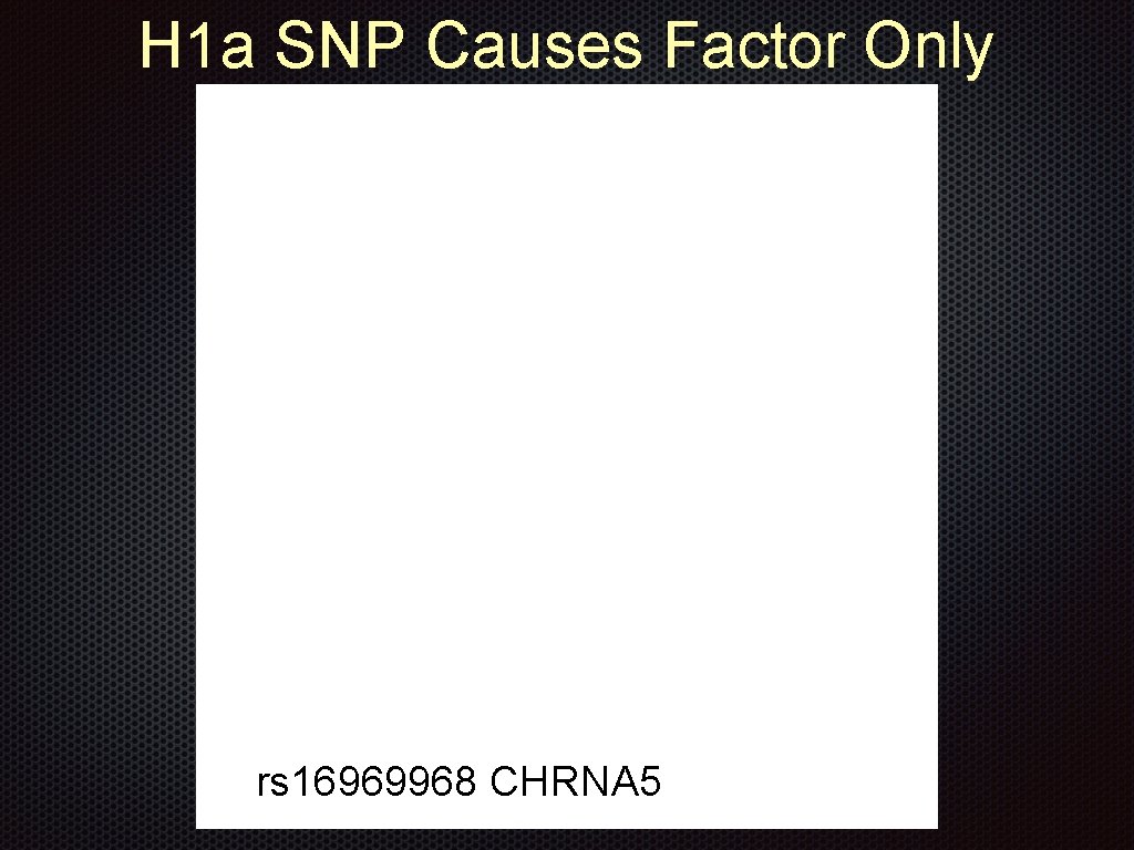 H 1 a SNP Causes Factor Only rs 16969968 CHRNA 5 
