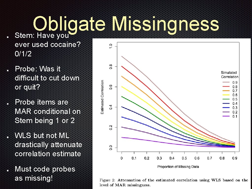 Obligate Missingness Stem: Have you ever used cocaine? 0/1/2 Probe: Was it difficult to