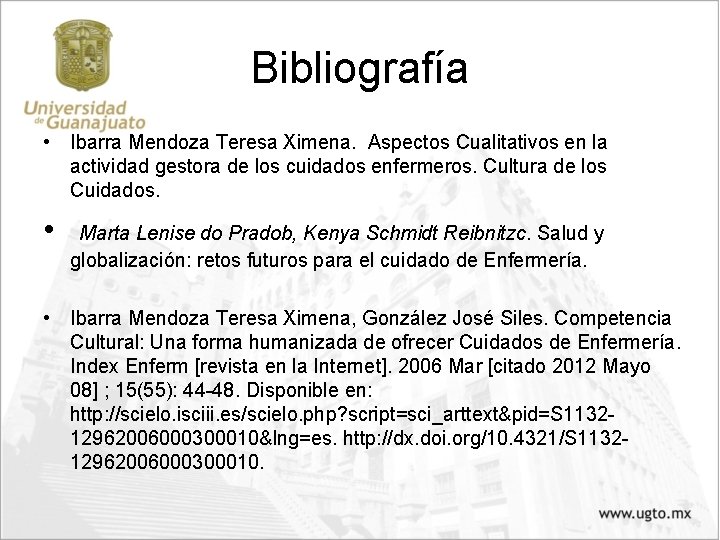 Bibliografía • Ibarra Mendoza Teresa Ximena. Aspectos Cualitativos en la actividad gestora de los