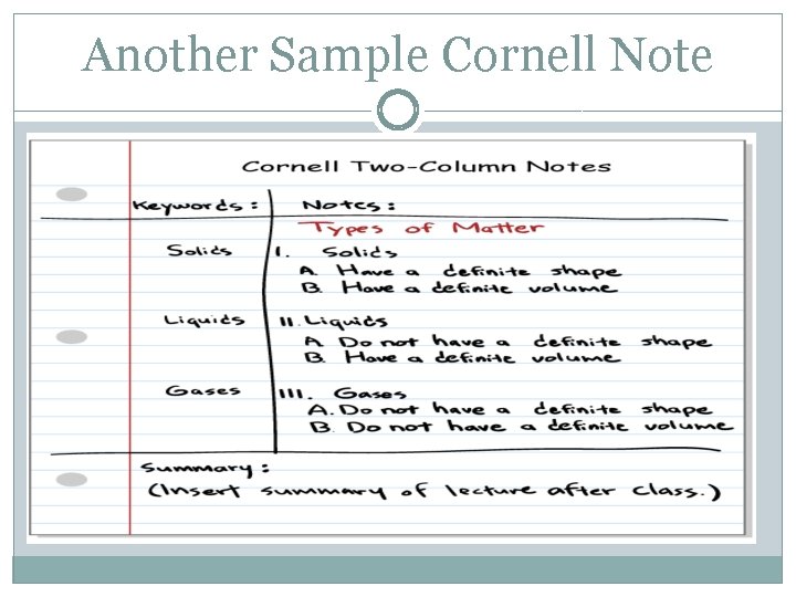 Another Sample Cornell Note Another Sample Cornell Note