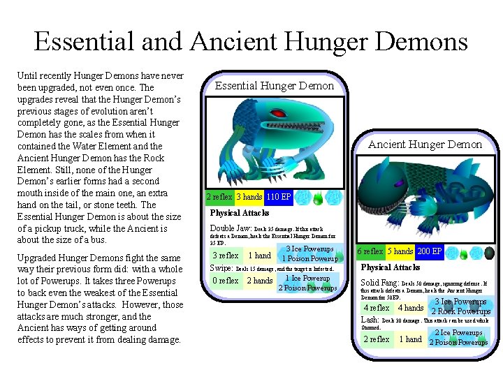 Essential and Ancient Hunger Demons Until recently Hunger Demons have never been upgraded, not