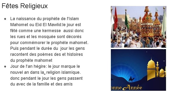 Fêtes Religieux ● La naissance du prophète de l'Islam Mahomet ou Eid El Mawlid: