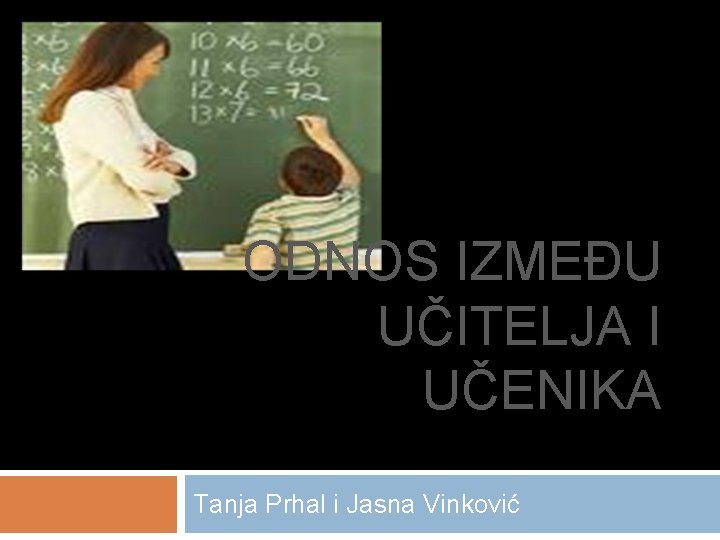 ODNOS IZMEĐU UČITELJA I UČENIKA Tanja Prhal i Jasna Vinković 