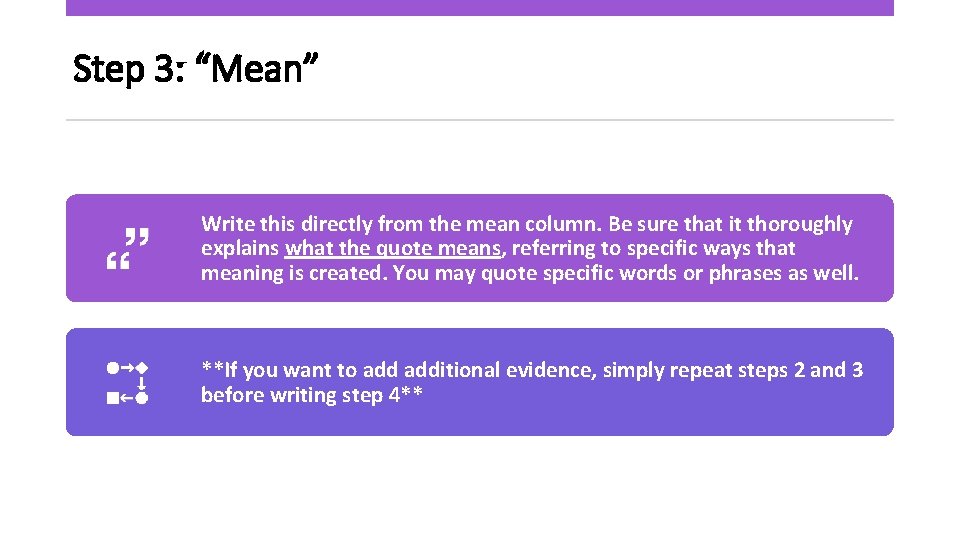 Step 3: “Mean” Write this directly from the mean column. Be sure that it