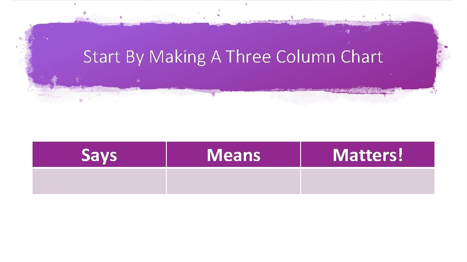 Start By Making A Three Column Chart Says Means Matters! 