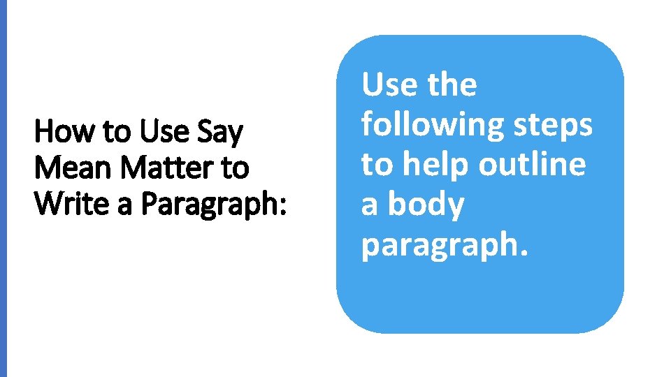 How to Use Say Mean Matter to Write a Paragraph: Use the following steps