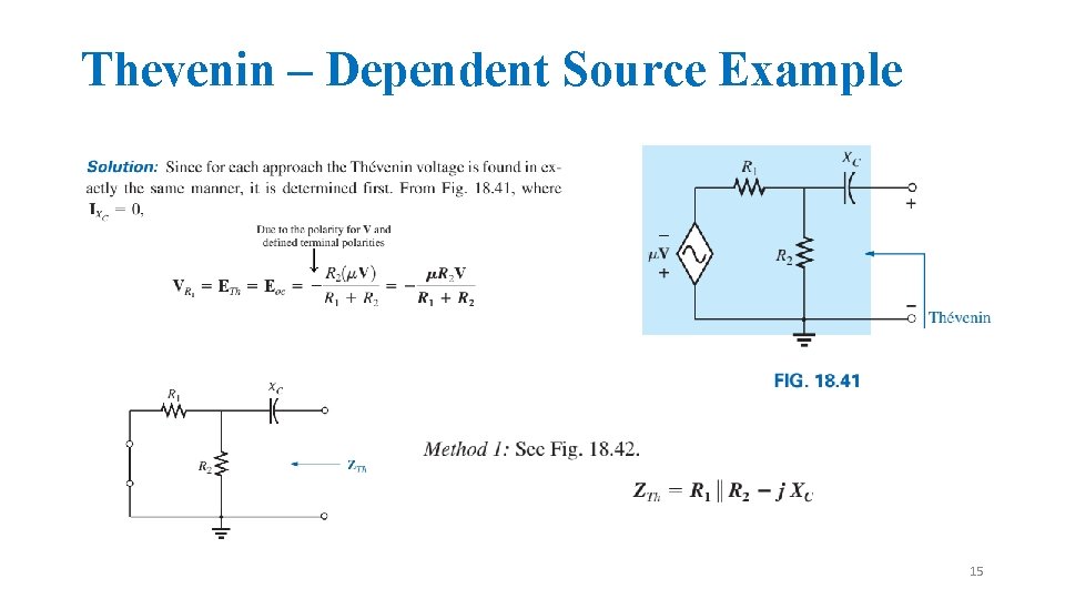 Thevenin – Dependent Source Example 15 