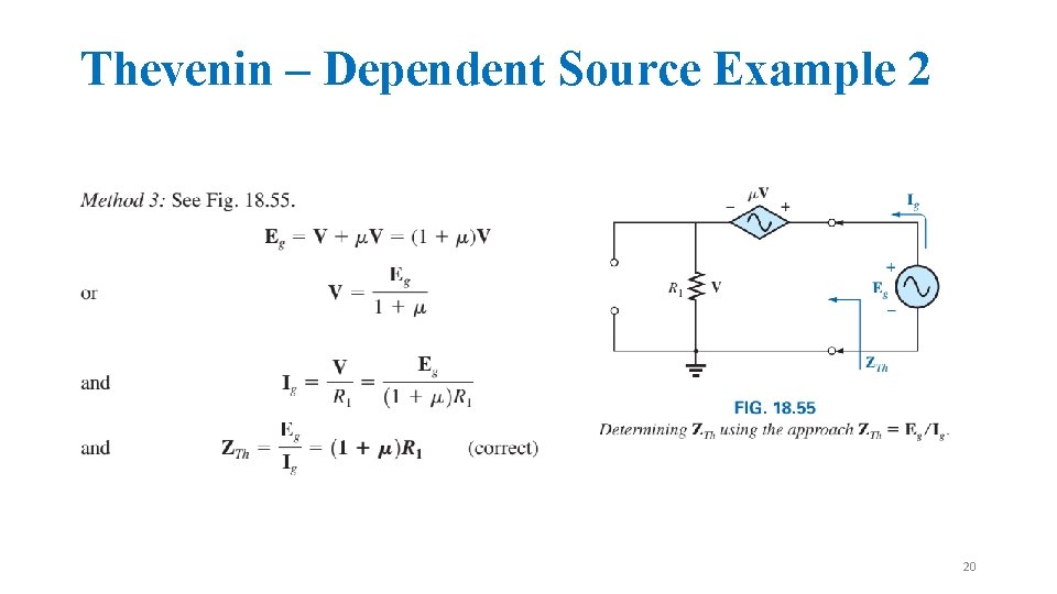 Thevenin – Dependent Source Example 2 20 