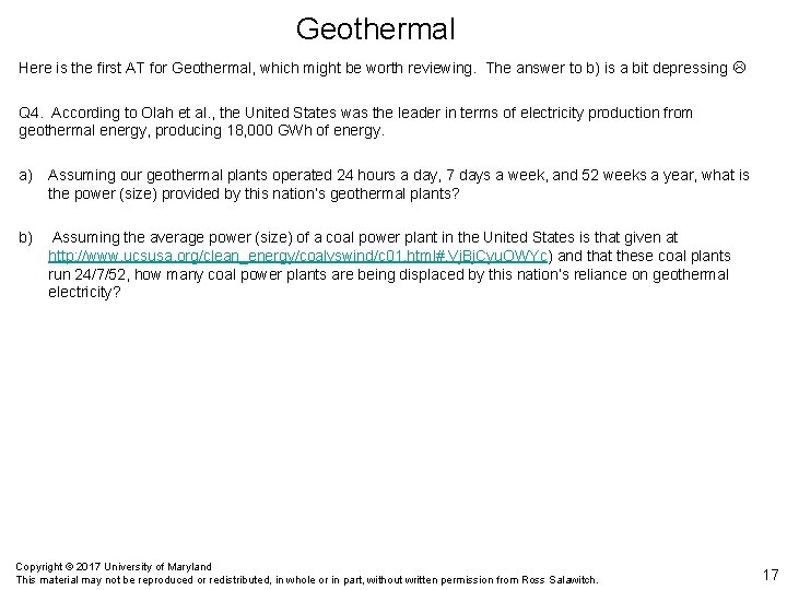 Geothermal Here is the first AT for Geothermal, which might be worth reviewing. The