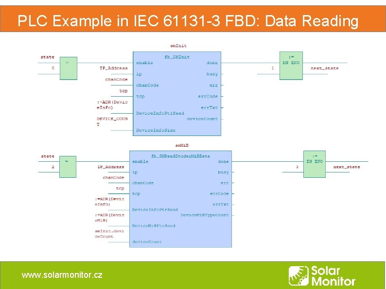 PLC Example in IEC 61131 -3 FBD: Data Reading www. solarmonitor. cz PLC Example in IEC 61131 -3 FBD: Data Reading www. solarmonitor. cz