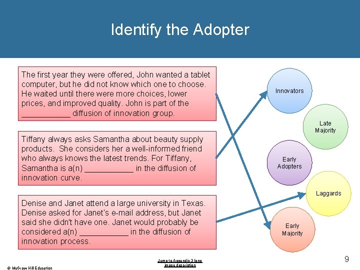 Identify the Adopter The first year they were offered, John wanted a tablet computer,