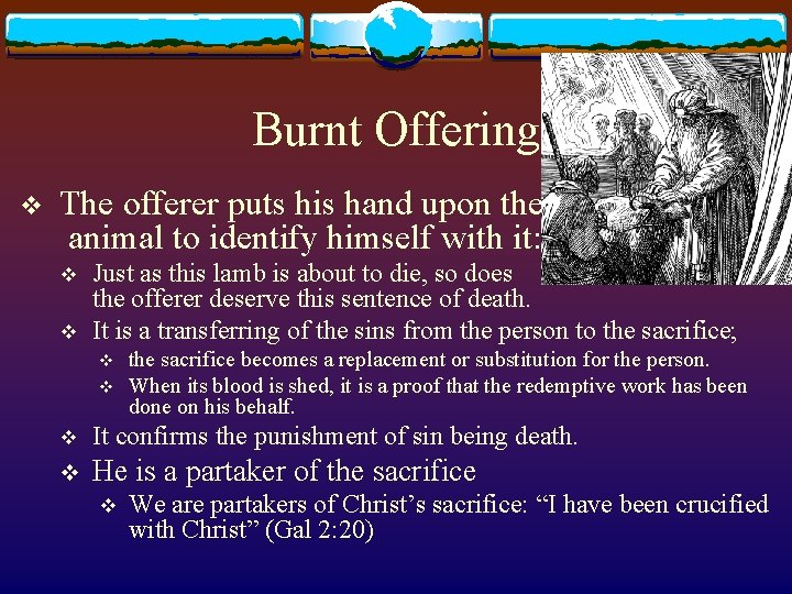 Burnt Offering v The offerer puts his hand upon the animal to identify himself
