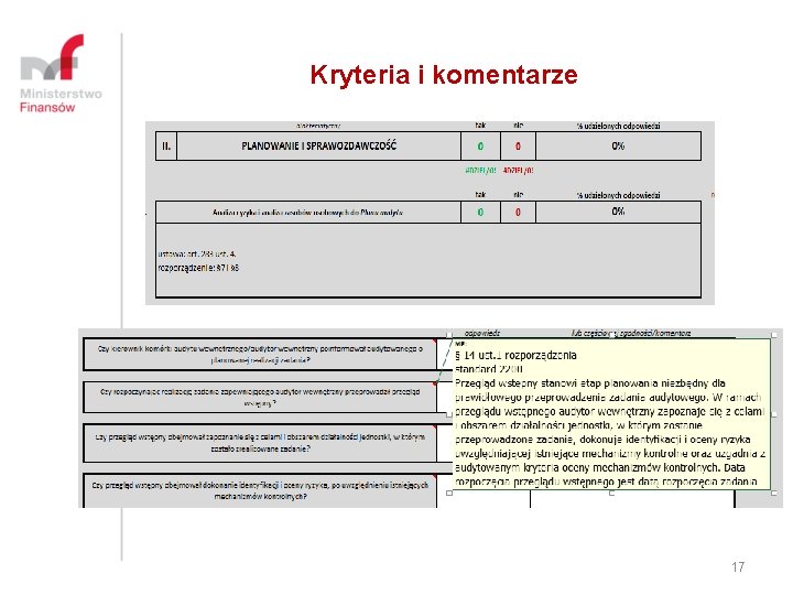 Kryteria i komentarze 17 