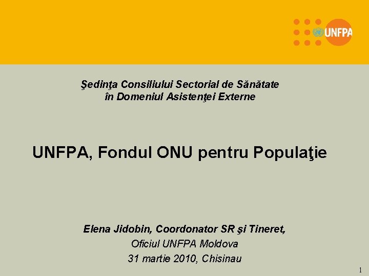 Şedinţa Consiliului Sectorial de Sănătate în Domeniul Asistenţei Externe UNFPA, Fondul ONU pentru Populaţie