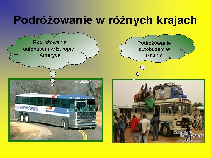 Podróżowanie w różnych krajach Podróżowanie autobusem w Europie i Ameryce Podróżowanie autobusem w Ghanie