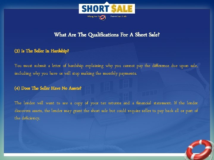 Helping You To Preserve Your Credit What Are The Qualifications For A Short Sale?