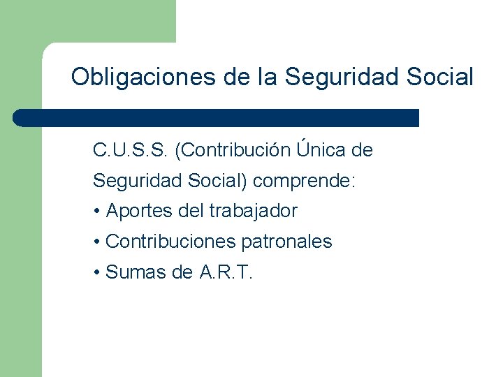 Obligaciones de la Seguridad Social C. U. S. S. (Contribución Única de Seguridad Social)