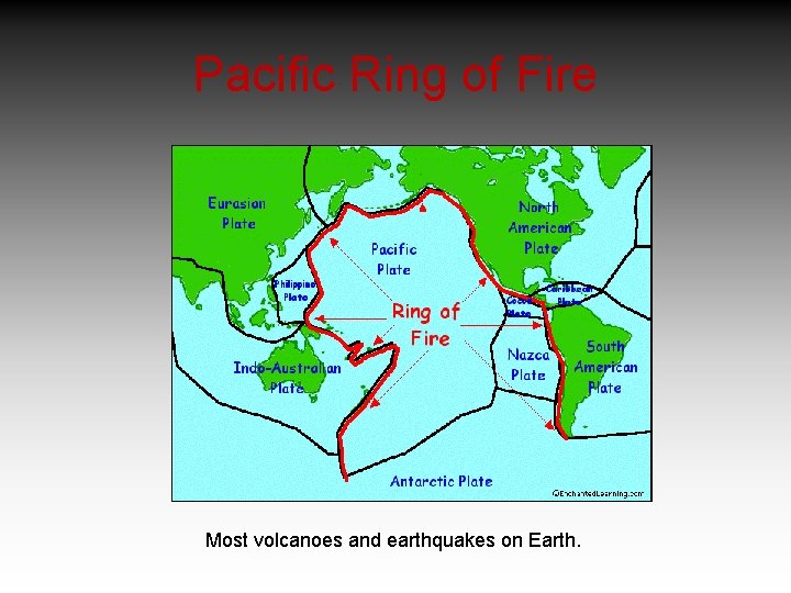 Pacific Ring of Fire Most volcanoes and earthquakes on Earth. 