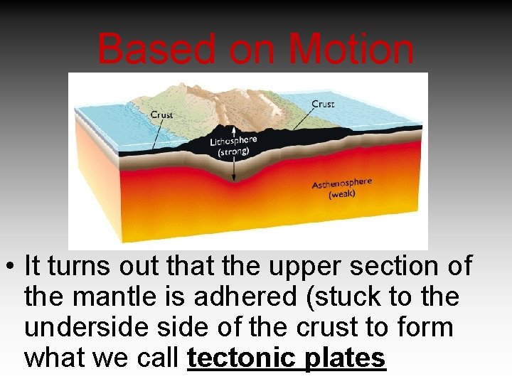 Based on Motion • It turns out that the upper section of the mantle