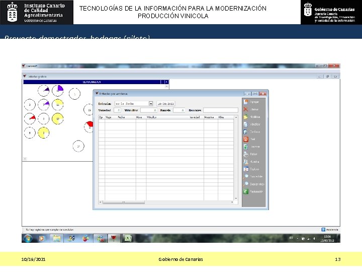 TECNOLOGÍAS DE LA INFORMACIÓN PARA LA MODERNIZACIÓN PRODUCCIÓN VINICOLA Proyecto demostrador bodegas (piloto) 10/19/2021