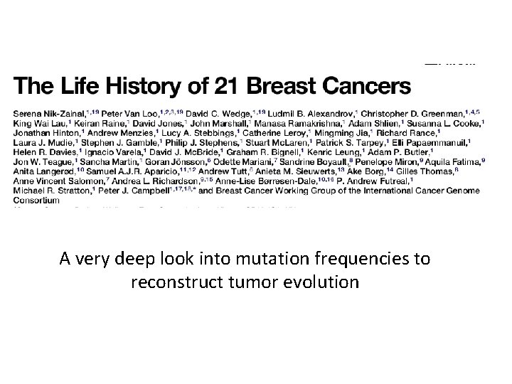 A very deep look into mutation frequencies to reconstruct tumor evolution 