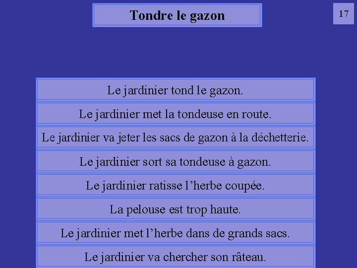 Tondre le gazon Le jardinier tond le gazon. 17 gazon en route. Le jardinier