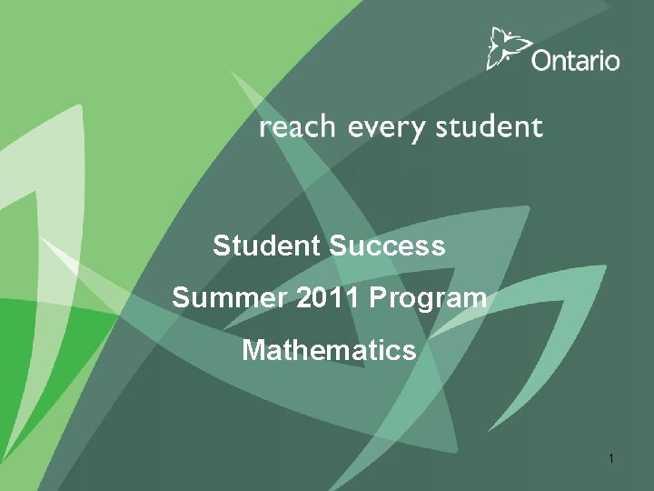PUT TITLE HERE Student Success 2011 Summer Program Summer 2011 Program NAME Mathematics OF