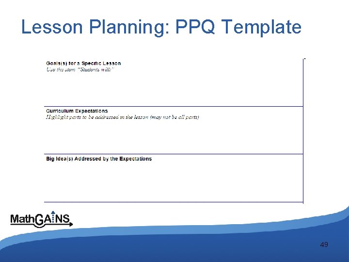 Lesson Planning: PPQ Template 49 