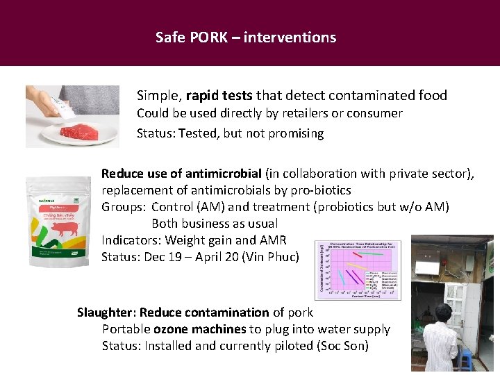 Safe PORK – interventions Simple, rapid tests that detect contaminated food Could be used