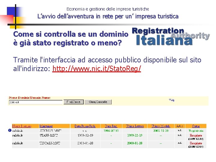 Economia e gestione delle imprese turistiche L’avvio dell’avventura in rete per un’ impresa turistica