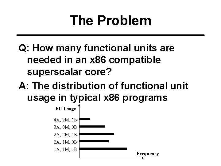 The Problem Q: How many functional units are needed in an x 86 compatible