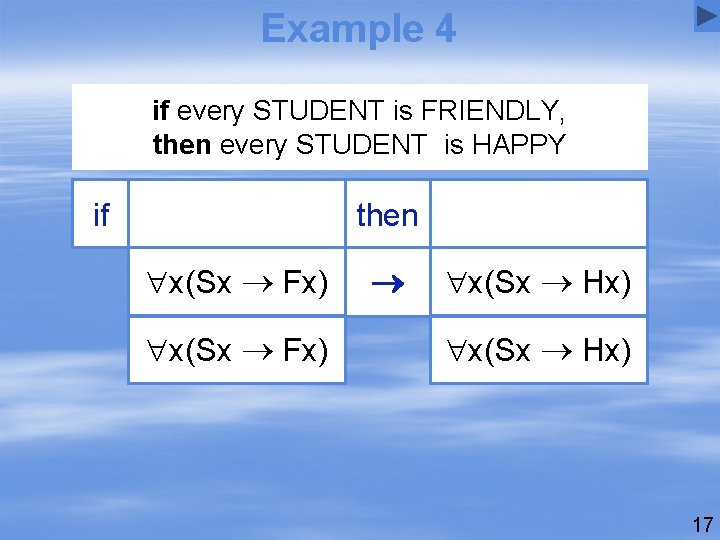 Example 4 if every STUDENT is FRIENDLY, then every STUDENT is HAPPY if every